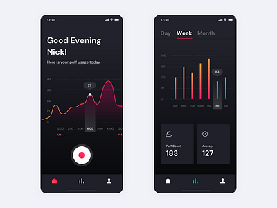 Chart App app clean counter dark graph ios line ui ux