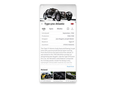 Ultimate Cars Car Info page app application black bw design interaction oldtimers petya supercars ui ultimate ux