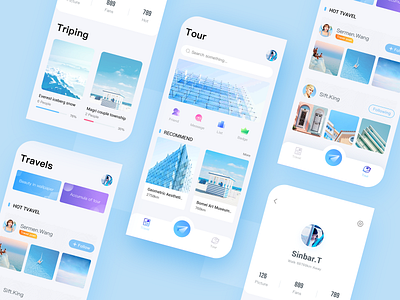 Travel APP app blue travel travel agency travel blog ui