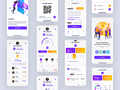 Personal saving and Family Saving UI in Progress app design balance investment performance personal saving planning statement task trendy 2019 ui ui design uiux ux ux design