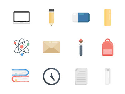 Education Flat Icon bag book computer education element envelope equipment flat icon icon set paper school vector