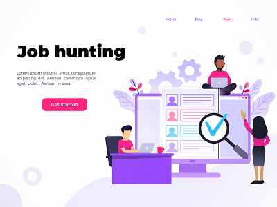 Job hunting business character concept design flat illustration page ui vector web