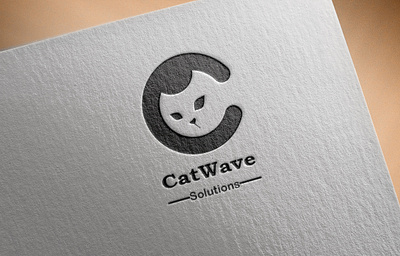 Cat Wave solution logo design illustration logo minimal