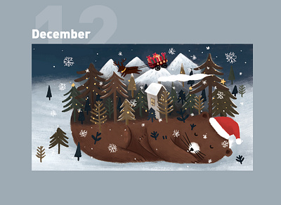 December calendar 2019 design illustration