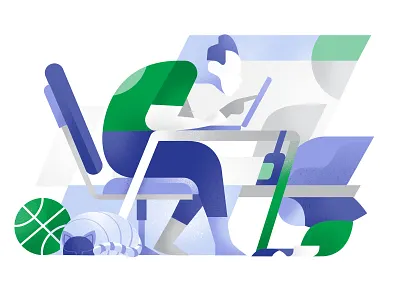 Homework cat cubism desk home hurca illustration internet laptop remote working vectorart wow