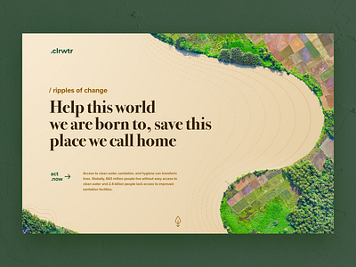 .clrwtr, an eco initiative concept adobexd clean water design gogreen interaction design minimalism rapidgems rapidgemsstudio save water ui website