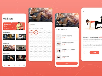 30Days Workout Challenge app appdesign clean design exercise gym app gyming health app illustration mobile ui sketch typography ui vector workout