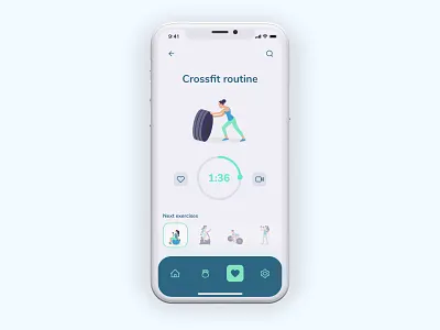 Countdown timer app circle training countdown countdown timer crossfit design exercise exercise app illustration routine training ui