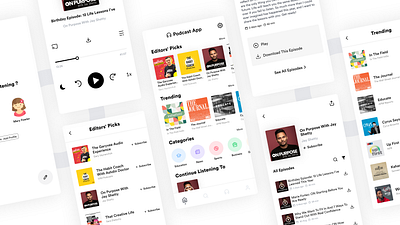 Podcast Player App app ui clean app design clean ui design flat design illustration minimal minimal app design minimalism player podcast podcast player ui