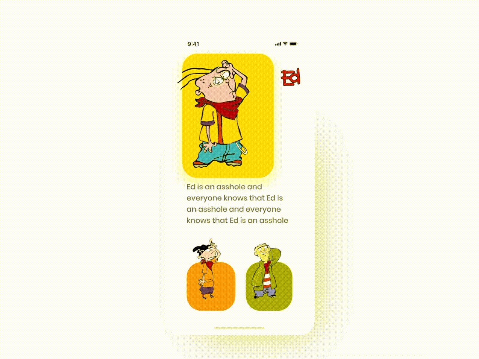 Cartoon Social Media App Concept adobe illustrator adobe xd animation app branding cartoon design ed illustration magic ui ui ux ux web