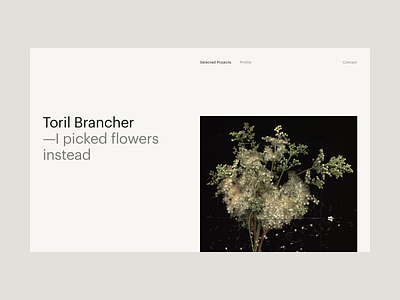 Toril Brancher — Unused concepts | Desktop branding design flowers graphik light minimalist photography plants portfolio ui ux