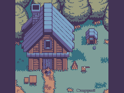 Cabin in the forest topdown pixelart 8bit architecture artwork environment design gameart illustration pixel pixel art pixelart retro top down