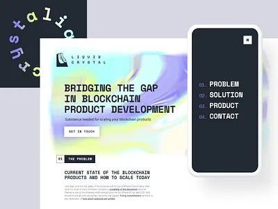 Liquid Crystal - Landing Page blockchain branding crystal development landing page liquid web design website