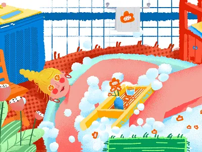 take a bath app design flower girl illustration typography ui ux web website