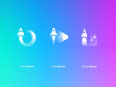 Boost apps logo system design gradient icon logo rocket