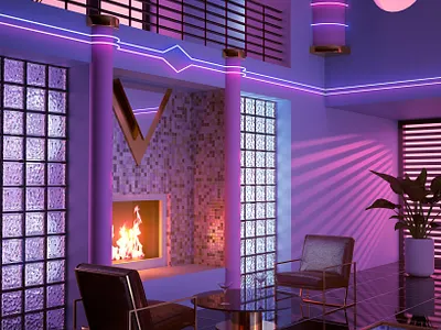 －Ｋｅｙ Ｌａｒｇｏ－ 3d 80s 90s aesthetic architechture cinema4d illustration interior neon retro retro design retrowave synthwave