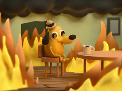 This is fine 3d 3d art c4d character cute art memes optimistic zbrush