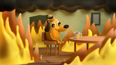 This is fine 3d 3d art c4d character cute art memes optimistic zbrush