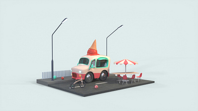 IceCream Truck - DayTime 3d 3d animation 3d art 3d model 3d modeling animation cinema 4d octane render