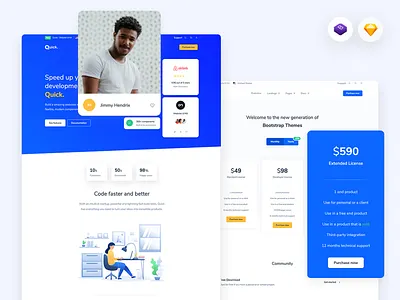 Quick - Website UI Kit for Bootstrap and Sketch agency bootstrap business landing pricing sketch startup theme uikit