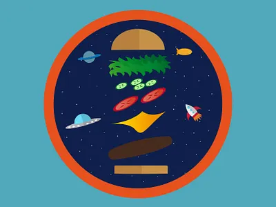 In&out of space. burger dribbble best shot dribbbleweeklywarmup flat design food illustration illustration illustration art illustration design illustrator patch design personal project space vector vector art