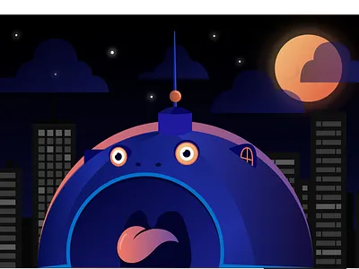 Poort van Breda Illustration blue building design desktop face funny illustration night orange stars vector