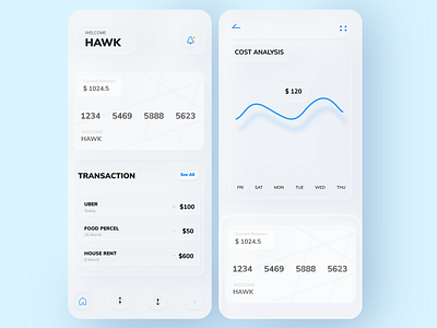 Design Experiment: Skeuomorph E-wallet App 3d art analysis app app design clean ui cost analysis currency design e wallet illustration ios app ios app design minimal transaction typography ui ux wallet