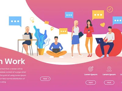 Team Work Banner branding design ecommerce illustration logo onlinecab typography ux vector