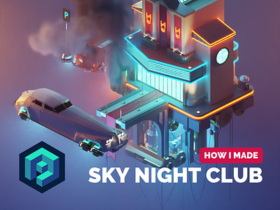 Diesel Punk Sky Club Tutorial 3d blender diorama illustration isometric low poly lowpoly lowpolyart render tutorial