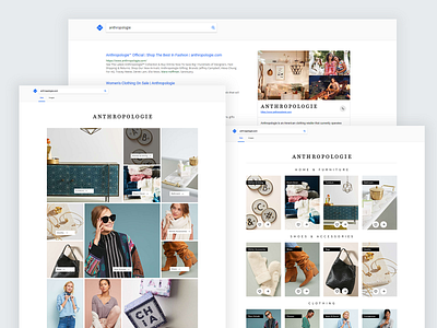 Anthropologie landing page ux webdesign