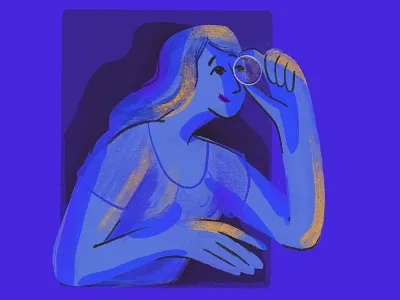 Night Mode 🌚 2d charachter darkcube design digitalart drawing flat illustration moonlight product security app vector watching woman