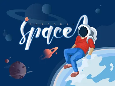 Personal space astronaut design digital drawing illustration illustrator planets space art