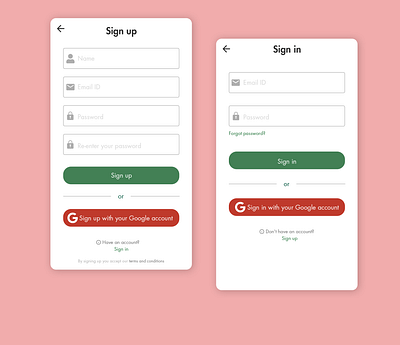 sign in and sign up page android app clean dailyui dailyuichallenge design minimal mobile modern sign up signin signup screen simple design ui