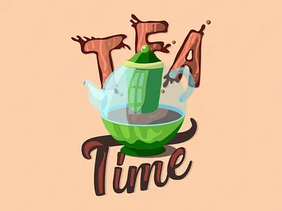 Tea time digital design digital illustration illustrated typography illustration poster poster design tea time typography