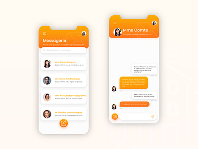 Pronote rebranding - Messages app design colorful contact design education app messages messenger mobile app mobile app design mobile design mobile ui school app ui