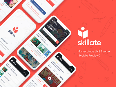 Skillate Upcoming WordPress LMS Theme app app design clean creative design education institute lms marketplace minimal red responsive skill theme tutor tutorlms ui ux website wordpress