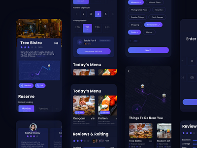 Trip Mobile UI booking coloful cook creative design ios map meal minimal museum restaurant trip ui ux