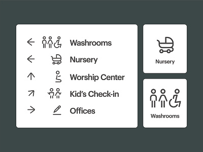 Parkway Church Wayfinding Custom Icons branding church church branding environment icon iconography icons illustration layout typography wayfinding wip