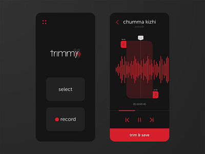 Trimmy - Audio Trimmer App android app app ui audio app audio logo audio player logodesign logos logotype mobile app mobile application mobile ui music music app music player ui uidesign wave