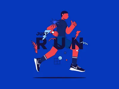 Just Run! Keep moving forwwward character flat illustration illustration new shot new style nike running
