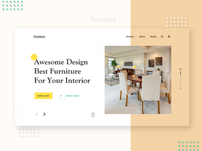 Interior furniture V-01 design ecommerce furniture header header exploration home page home section interior design interiors landing page minimal ui ux web ui webdesign