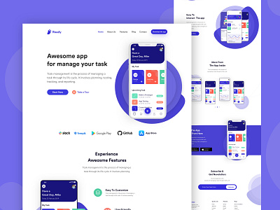 App Landing Page 2019 2019 trends app app landing page branding clean ui design landing page templates typography ui web web templates