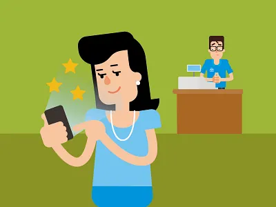 sales channels 2d app character design flat illustration man mobile people sales stars vector woman