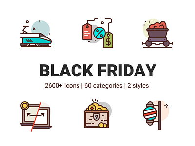 Black Friday Icons coal discount gold icons illustration money party premium train transfer treasure