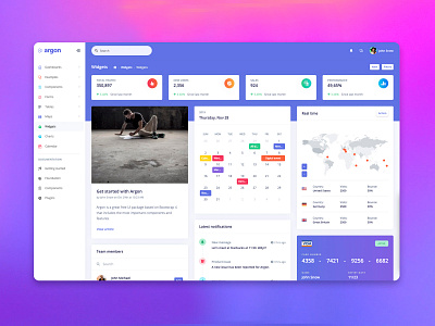 Argon Dashboard Pro bootstrap bootstrap 4 calendar card cards design gradient gradients responsive sidebar team visa card web design widgets