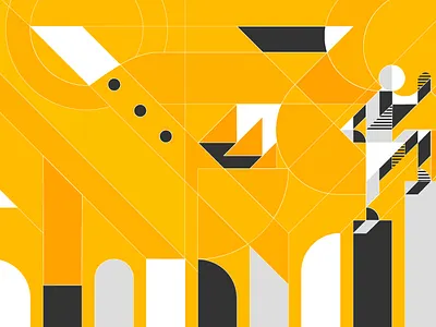 Uprise Illustration black brand identity brand illustration branding character design geometric geometric art geometric design geometric illustration illustration tangram vector white yellow