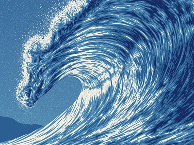 Wave One Art Print dan kuhlken dkng dkng studios nathan goldman ocean poster screen print silkscreen swell texture vector wave