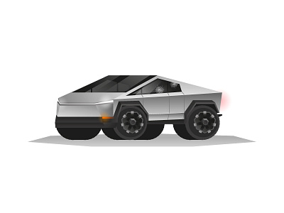 cybertruck autosport car cute cybertruck elon musk flat flat design illustration motorsport shatter shattered tesla truck