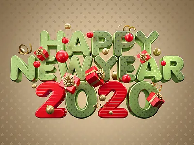 Happy New Year 2020 3d christmas decors elf gift gold green happy hd new new year red santa surprise tree wallpaper web xmas