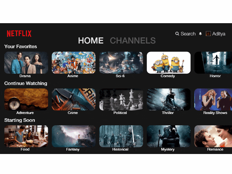 Netflix Channels adobe xd affinity designer affinity photo affinitydesigner affinityphoto case study channels interaction interaction design netflix ui ux